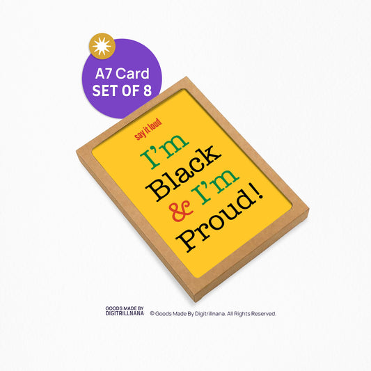 Buy Black and Proud 5x7” Black History Month, African American Pride greeting card from Goods Made By Digitrillnana, Ashley Fletcher. Black Woman Owned. Perfect card for any ocasion!