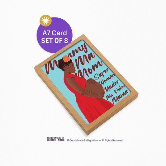 Congrats Mama 5x7” maternity new mom mothers day greeting cards from Goods Made By Digitrillnana, Ashley Fletcher. Black Woman Owned. Perfect card for a baby shower, expecting mom, and mother's day!