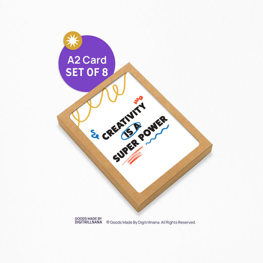 Creavtive Super Power 4.25x5.5” A2 celebrate, support greeting cards from Goods Made By Digitrillnana, Ashley Fletcher. Black Woman Owned. Perfect card for artists, painters, graphic designer, creative friend! Eco-friendly recycled cards.