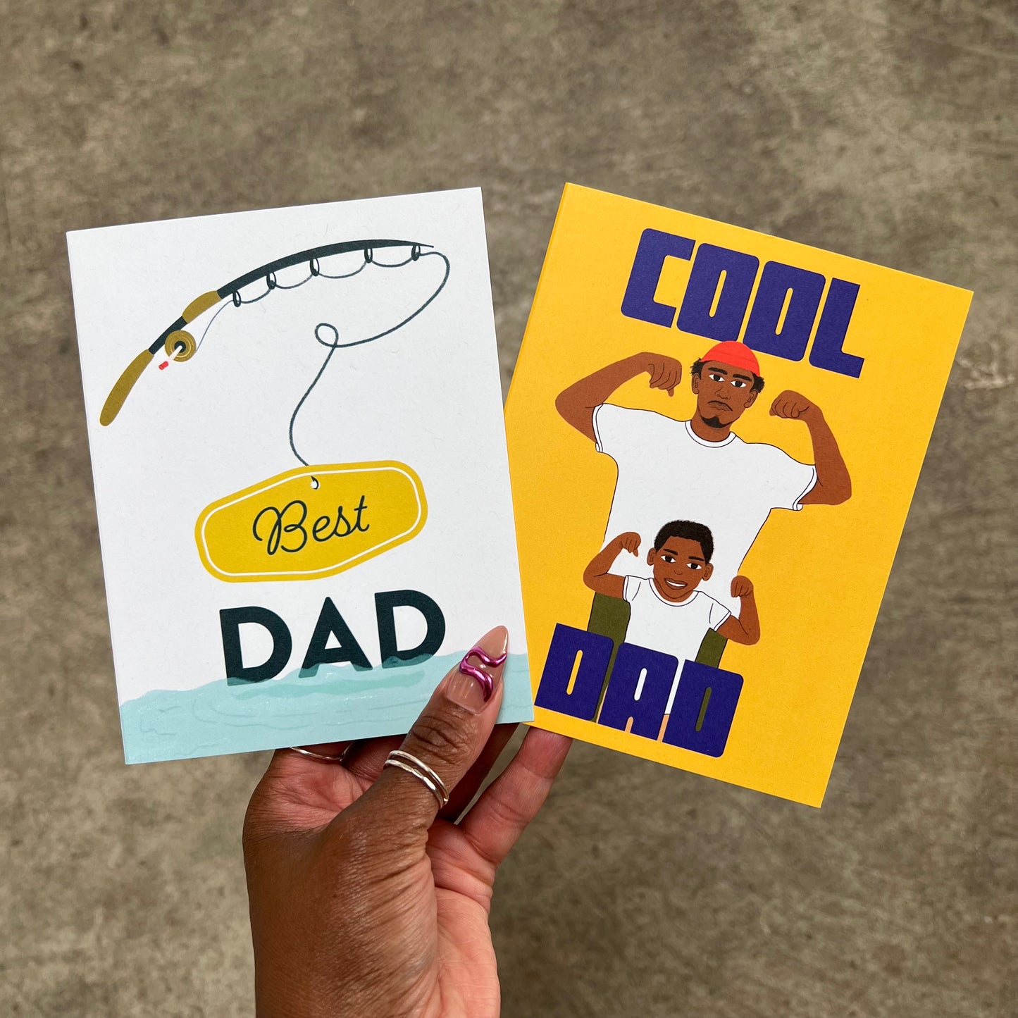 Best Dad 4.25x5.5” Father's Day Dad greeting card, Fishing Card for Dad from Goods Made By Digitrillnana, Ashley Fletcher. Black Woman Owned. Gifts celebrating Black, African-American culture. Perfect everyday card for Dad and Father's day!