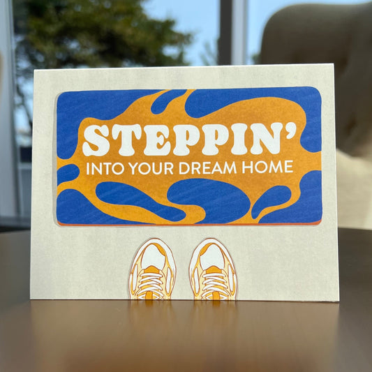 New Dream Home 5x7” greeting cards from Goods Made By Digitrillnana, Ashley Fletcher. Black Woman Owned. Perfect card to celebrate a new home, apartment, housewarming! Celebrate a new move!