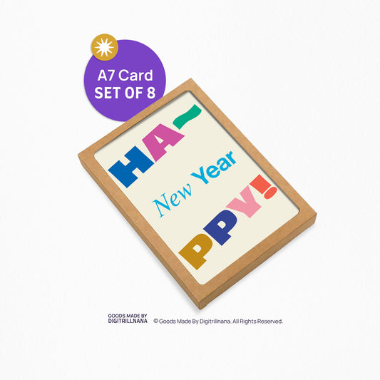 Happy New Year 5x7” holiday new year greeting card from Goods Made By Digitrillnana, Ashley Fletcher. Black Woman Owned. Perfect card for a gift!