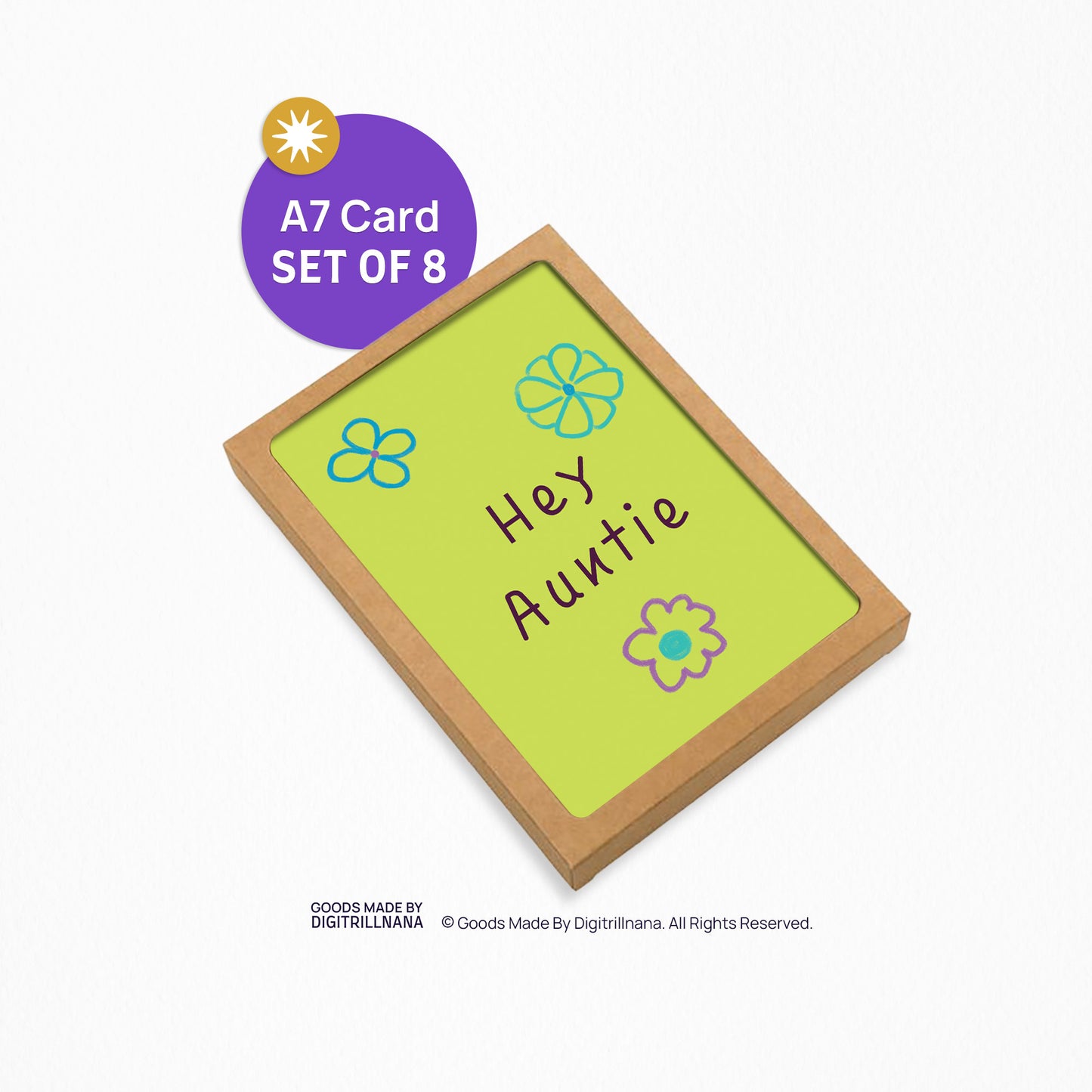 Hey Auntie 5x7” Mothers Day Mom greeting card from Goods Made By Digitrillnana, Ashley Fletcher. Black Woman Owned. Perfect card for Mothers day!