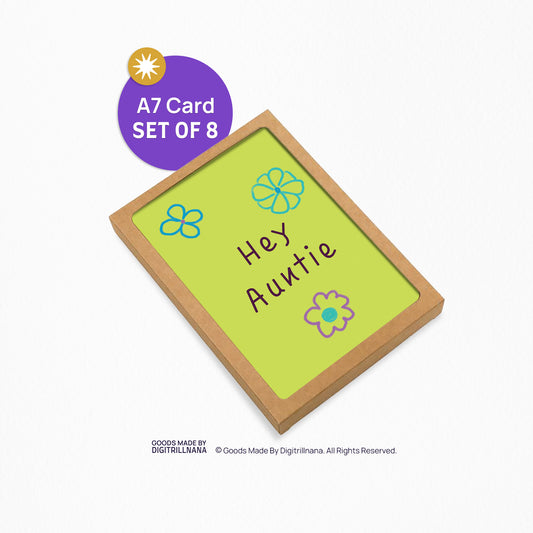 Hey Auntie 5x7” Mothers Day Mom greeting card from Goods Made By Digitrillnana, Ashley Fletcher. Black Woman Owned. Perfect card for Mothers day!