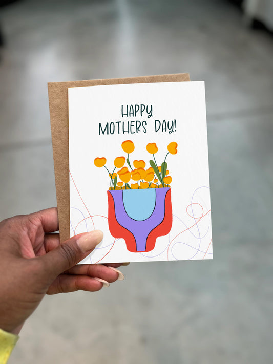 Mothers Day Flowers 4.25x5.5” A2 Mothers Day, Grandma, Sister, everyday greeting card from Goods Made By Digitrillnana, Ashley Fletcher. Perfect Mother's Day card! Black Woman Owned.