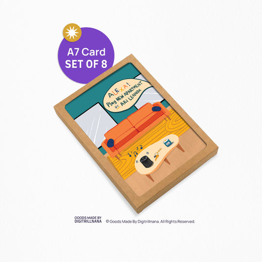 New Apartment 5x7” greeting cards from Goods Made By Digitrillnana, Ashley Fletcher. Black Woman Owned. Perfect card to celebrate a new home, apartment! Celebrate a new move! Boxed Card Set of 8