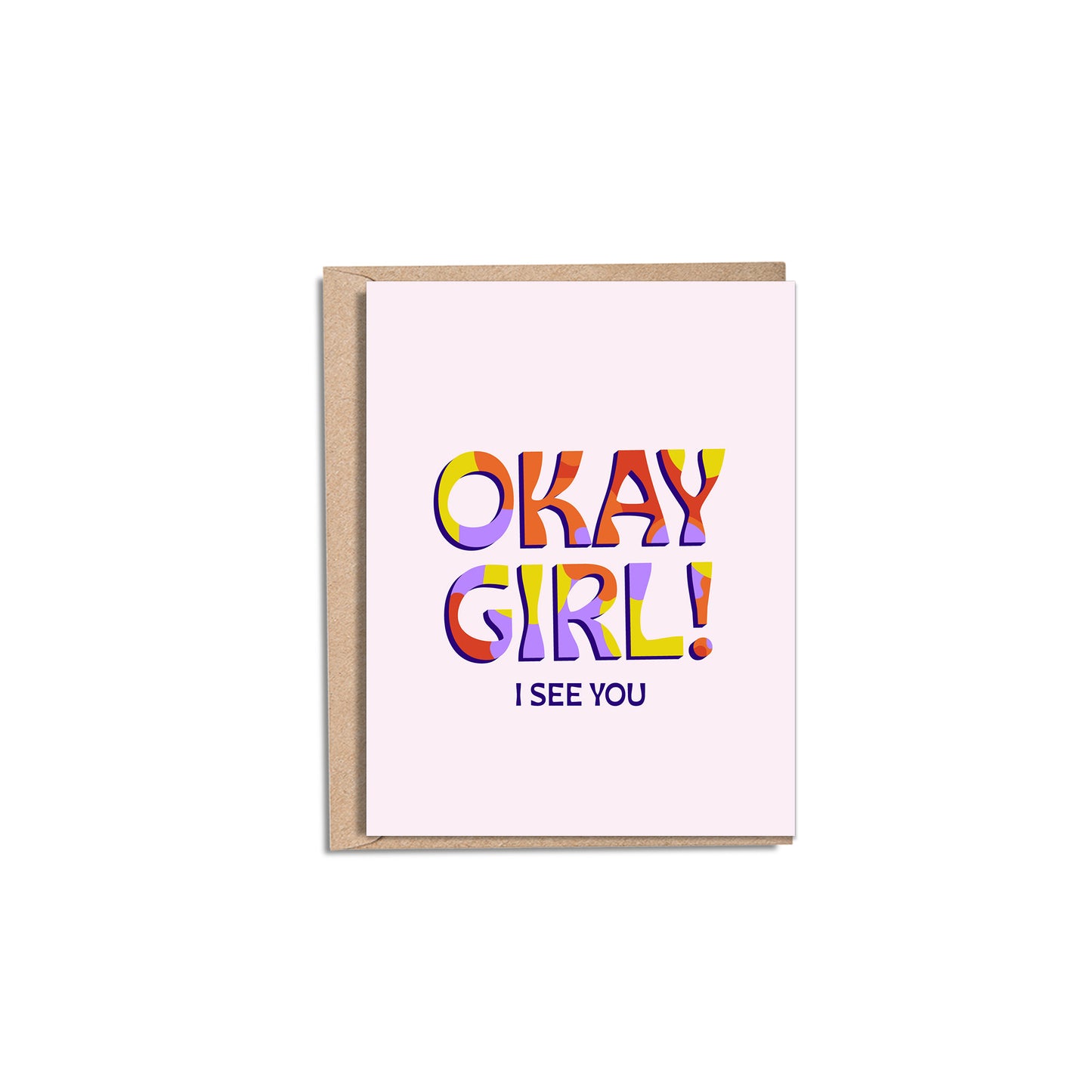 Okay Girl 4.25x5.5” A2 celebrate, friendship, gratitude, encouragement, support greeting cards from Goods Made By Digitrillnana, Ashley Fletcher. Black Woman Owned. Perfect card to support a friend! Eco-friendly recycled cards.