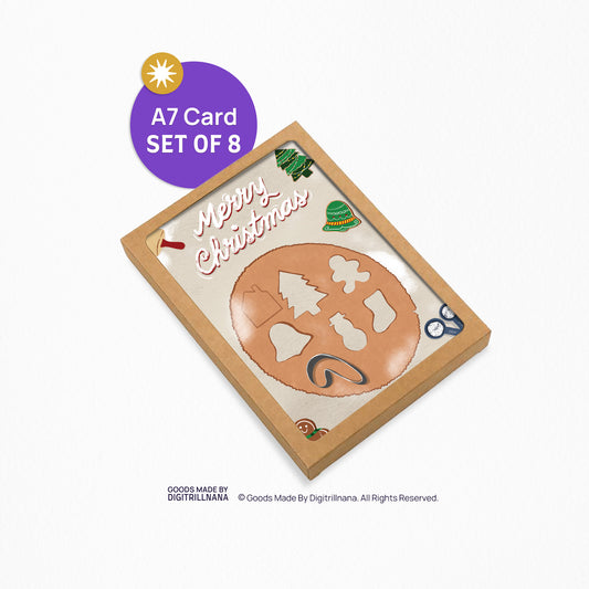 Set of 8 Santa's Baker 5x7” holiday Christmas greeting cards from Goods Made By Digitrillnana, Ashley Fletcher. Black Woman Owned. Cookie cutter, baking, Christmas card. Perfect card for your Christmas gift!