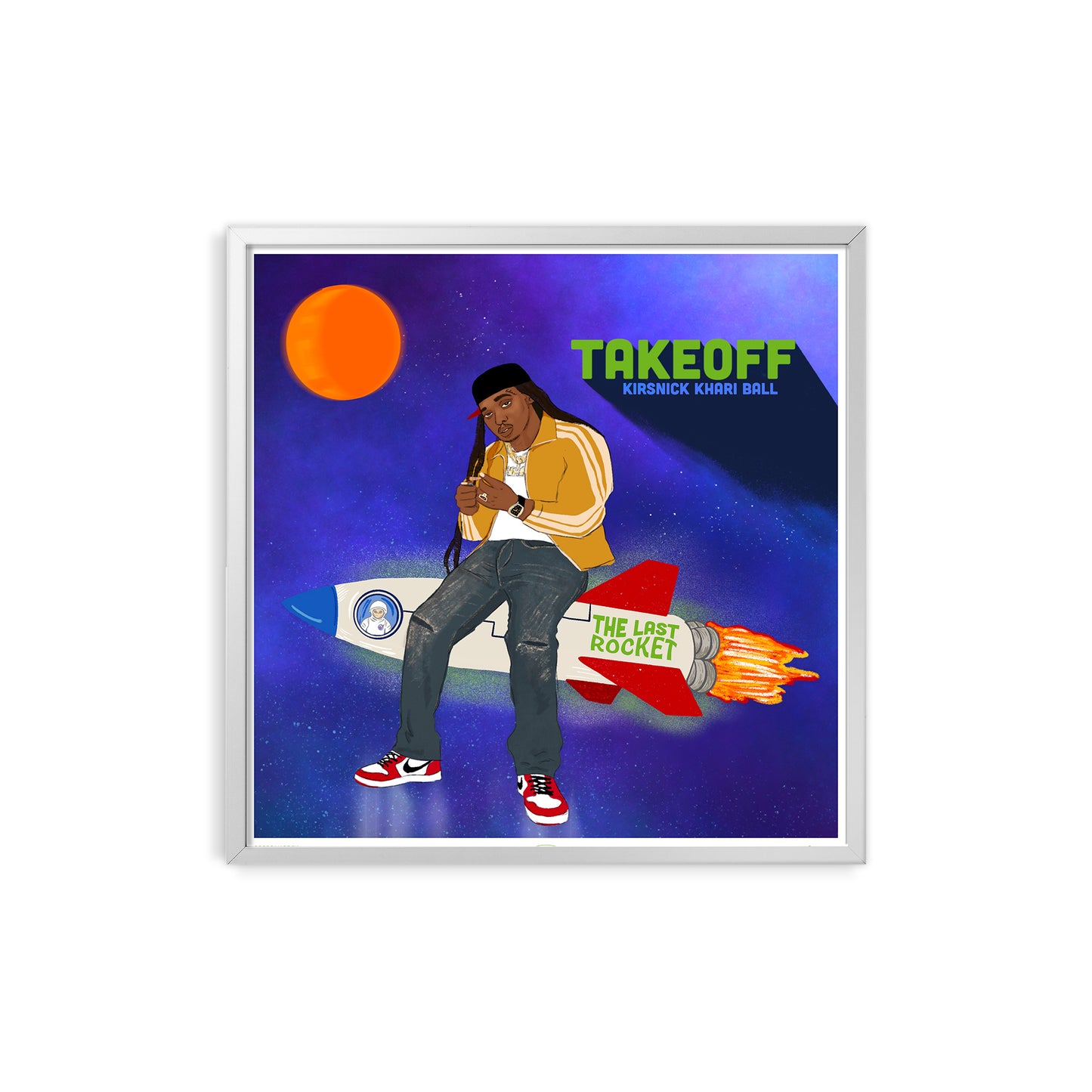 The Last Rocket Takeoff 12x12” art print from Goods Made By Digitrillnana, Ashley Fletcher. Takeoff Kirsnick Khari Ball Migos, Atlanta Hip Hop, Rap Group, Rap Music Art. Perfect for home decor, wall art, art prints, and more! Black Woman Owned.