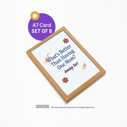 Buy Two Moms 5x7” Mothers Day Mom LGBTQIA friendly greeting card from Goods Made By Digitrillnana, Ashley Fletcher. Black Woman Owned. Perfect card for Mothers day!