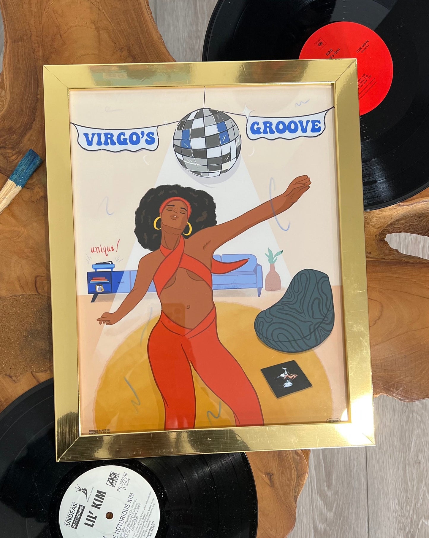 Buy Virgo's Groove 11x14" art print from Goods Made By Digitrillnana, Ashley Fletcher. Virgo, zodiac, horoscope art print, Black Woman art. Beyoncé Renaissance art print. Perfect for home decor, wall art, art prints, and more! Black Woman Owned.