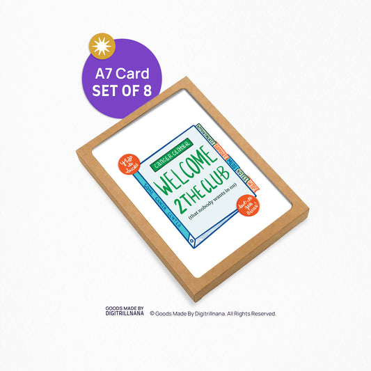 Welcome to the Cancer Club cancer 5x7” greeting card from Goods Made By Digitrillnana, Ashley Fletcher. Black Woman Owned. Perfect card for loved one with cancer, cancer diagnosis. Encouragement cards for cancer patients.