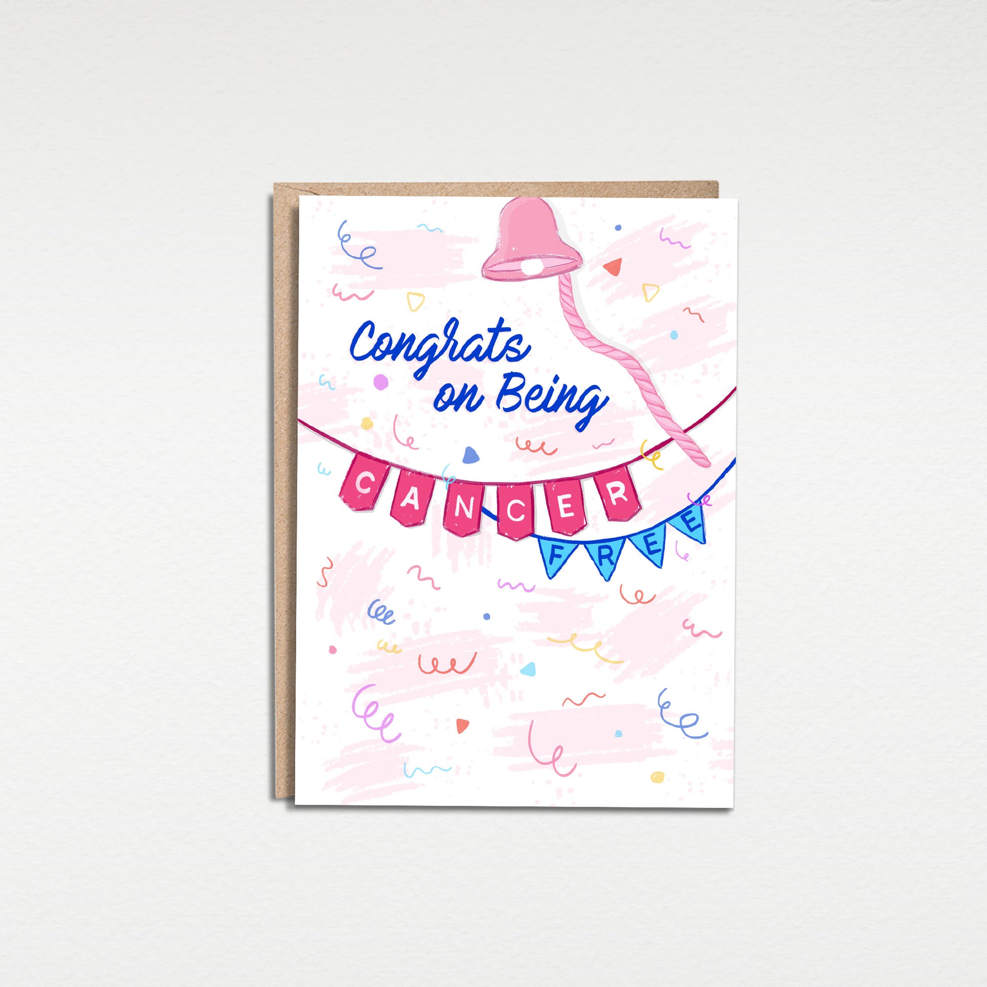 Congrats! You’re Cancer Free 5x7” greeting card from Goods Made By Digitrillnana, Ashley Fletcher. Black Woman Owned. Cancer greeting card. Perfect card for a cancer survivor, beat cancer, cancer remission. Encouragement cards for cancer patients.