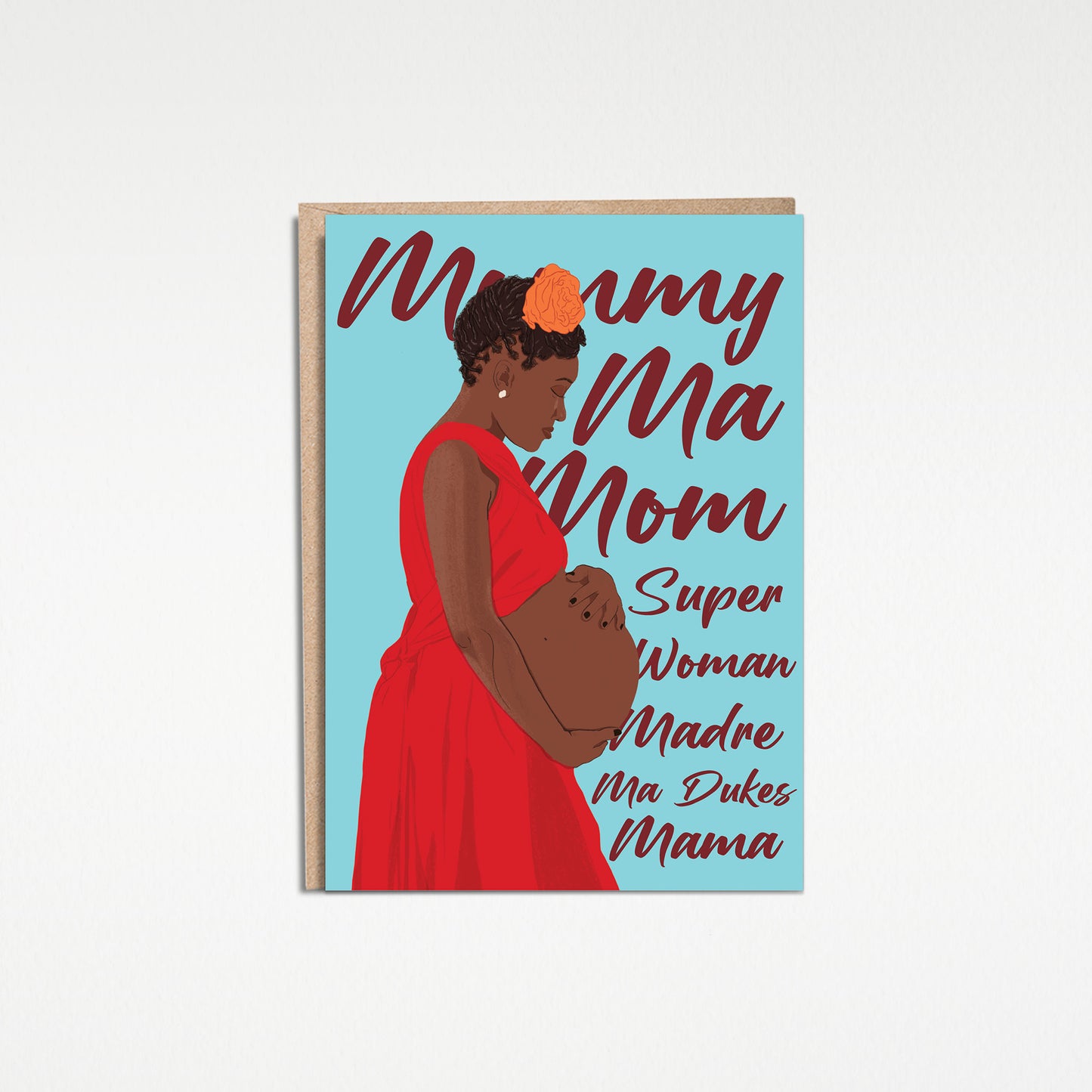 Congrats Mama 5x7” maternity new mom mothers day greeting cards from Goods Made By Digitrillnana, Ashley Fletcher. Black Woman Owned. Perfect card for a baby shower, expecting mom, and mother's day!