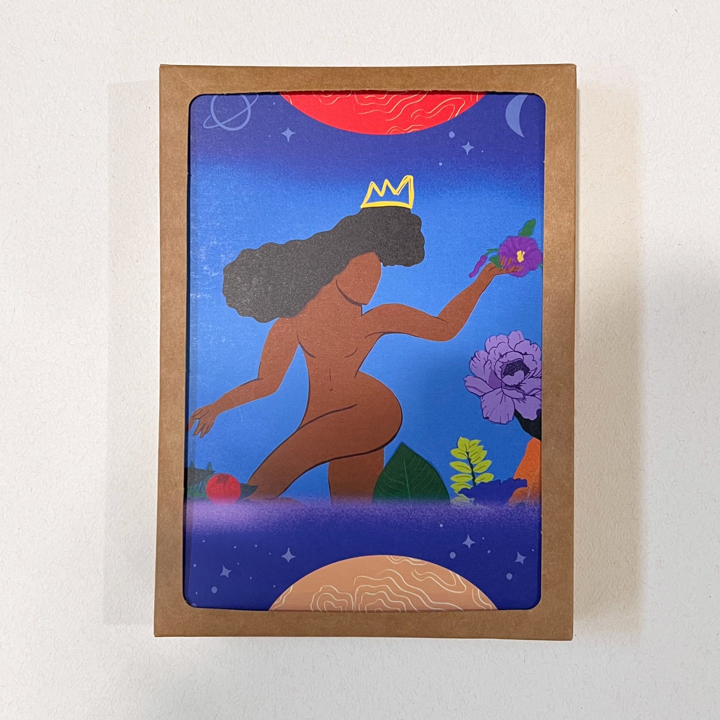 Earth Goddess 5x7” greeting cards from Goods Made By Digitrillnana, Ashley Fletcher. Black Woman Owned. Perfect card to celebrate a Black Woman! Blank inside. Sisterhood cards.