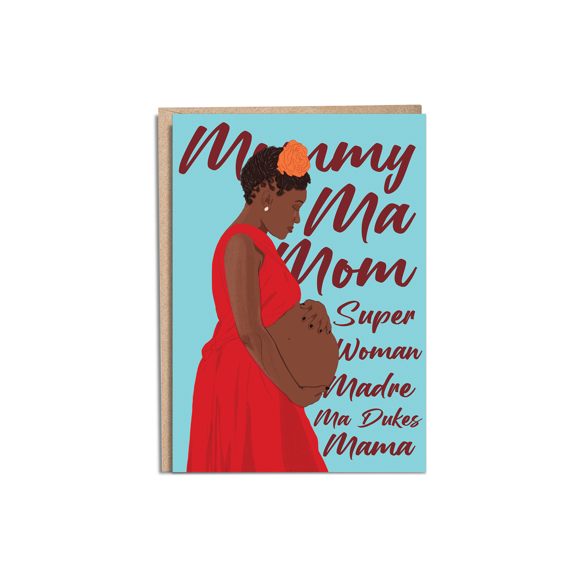 Congrats Mama 5x7” maternity new mom mothers day greeting cards from Goods Made By Digitrillnana, Ashley Fletcher. Black Woman Owned. Perfect card for a baby shower, expecting mom, and mother's day!