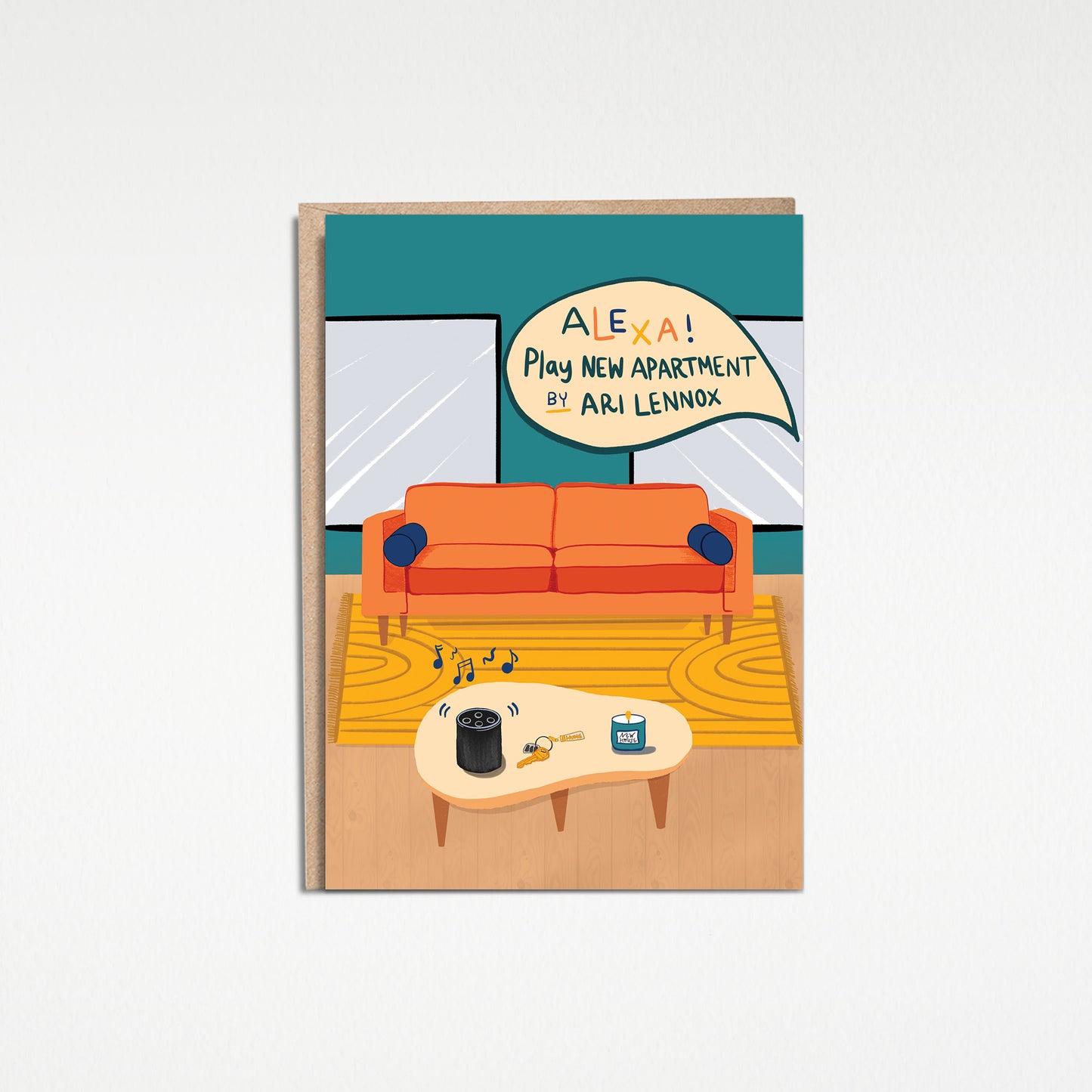 New Apartment 5x7” greeting cards from Goods Made By Digitrillnana, Ashley Fletcher. Black Woman Owned. Perfect card to celebrate a new home, apartment! Celebrate a new move!