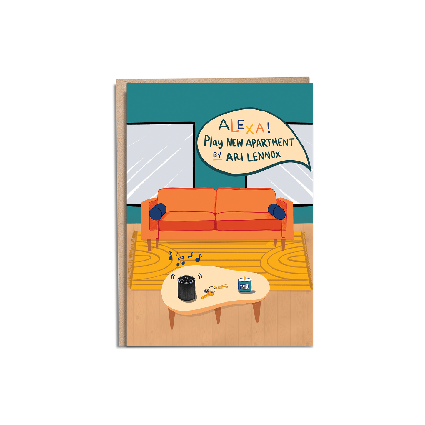 New Apartment 5x7” greeting cards from Goods Made By Digitrillnana, Ashley Fletcher. Black Woman Owned. Perfect card to celebrate a new home, apartment! Celebrate a new move!