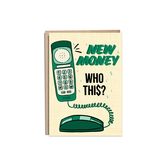 New Money 5x7” promotion, big opportunity, career, new job greeting cards from Goods Made By Digitrillnana, Ashley Fletcher. Black Woman Owned. Perfect card to celebrate a new promotion!