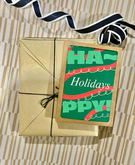 Happy Holidays 5x7” holiday Christmas greeting card from Goods Made By Digitrillnana, Ashley Fletcher. Black Woman Owned. Perfect card for your Christmas gift!