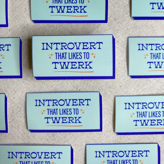 Introverts Twerk high quality die cut vinyl waterproof and scratch resistant sticker from Goods Made By Digitrillnana. Perfect for laptops, water bottles, phone cases, luggage, journals, and more! Black Woman Owned.