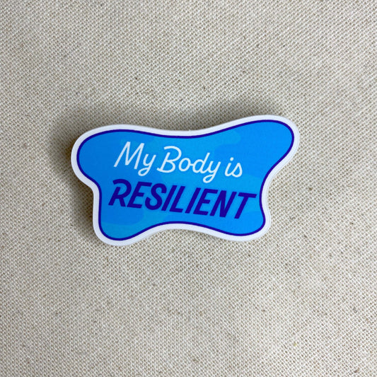 Resilient Body high quality die cut vinyl waterproof and scratch resistant sticker from Goods Made By Digitrillnana. Perfect for laptops, water bottles, phone cases, luggage, journals, and more! Black Woman Owned.