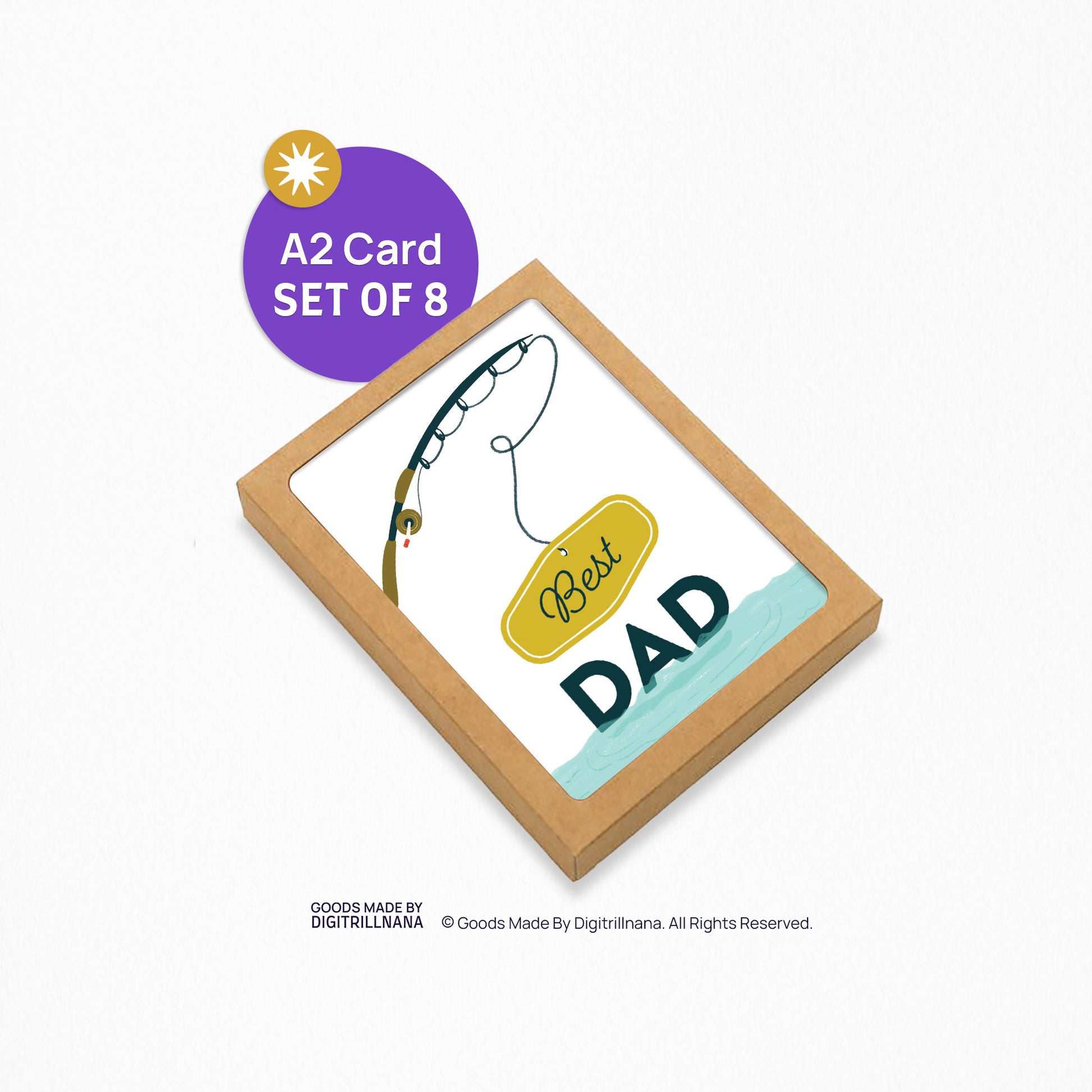 Best Dad 4.25x5.5” Father's Day Dad greeting card, Fishing Card for Dad from Goods Made By Digitrillnana, Ashley Fletcher. Black Woman Owned. Gifts celebrating Black, African-American culture. Perfect everyday card for Dad and Father's day!