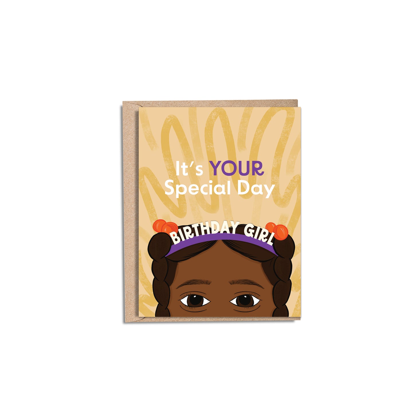 Birthday Girl 4.25x5.5”, celebrate, birthday card for little girls, cards for Black Girls, brown girl greeting cards from Goods Made By Digitrillnana, Ashley Fletcher. Black Woman Owned. Perfect card for a birthday gift!