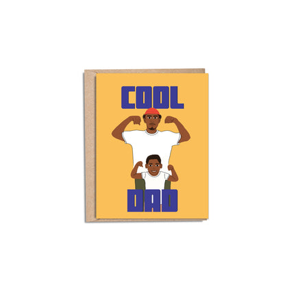Cool Dad 4.25x5.5” Father's Day Dad greeting card. Black Dad and Son Card. Colorful Eco-friendly Card for Dad from Goods Made By Digitrillnana, Ashley Fletcher. Black Woman Owned. Gifts celebrating Black, African-American culture. Perfect everyday card for Dad and Father's day!