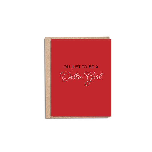 Delta Girl 4.25 x 5.5” A2 size greeting cards from Goods Made By Digitrillnana, Ashley Fletcher. Black Woman Owned. Perfect card for Delta Sigma Theta Sorority Inc! Blank inside. Sisterhood Soror cards.