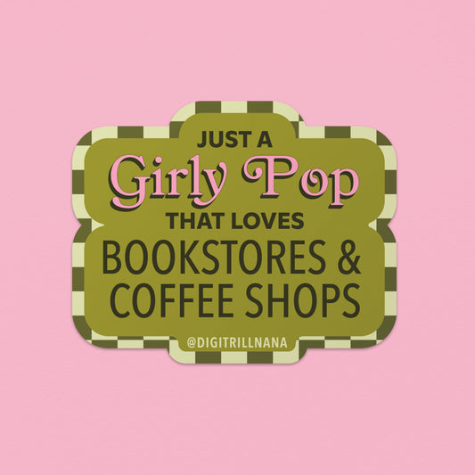 Girly Pop Books & Coffee Sticker