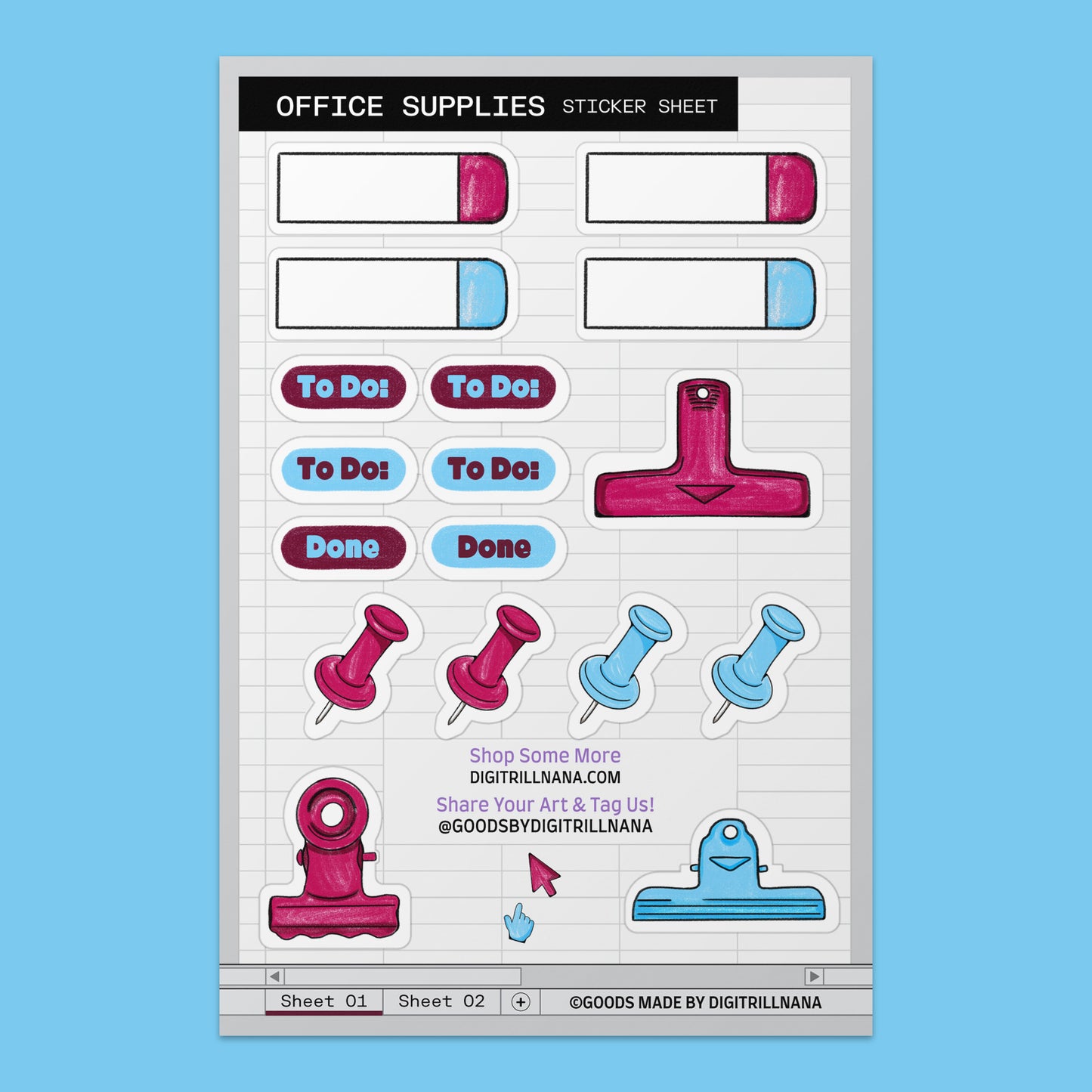 Office Supplies Sticker Sheet