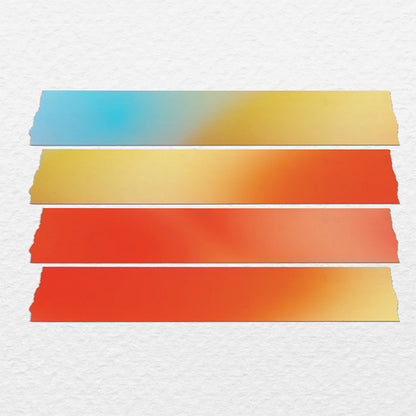 10mm gradient washi tape transitioning from red, orange, yellow and blue. Re-adjustable and removable. Perfect for your planner, junk journal, and scrapbook. 