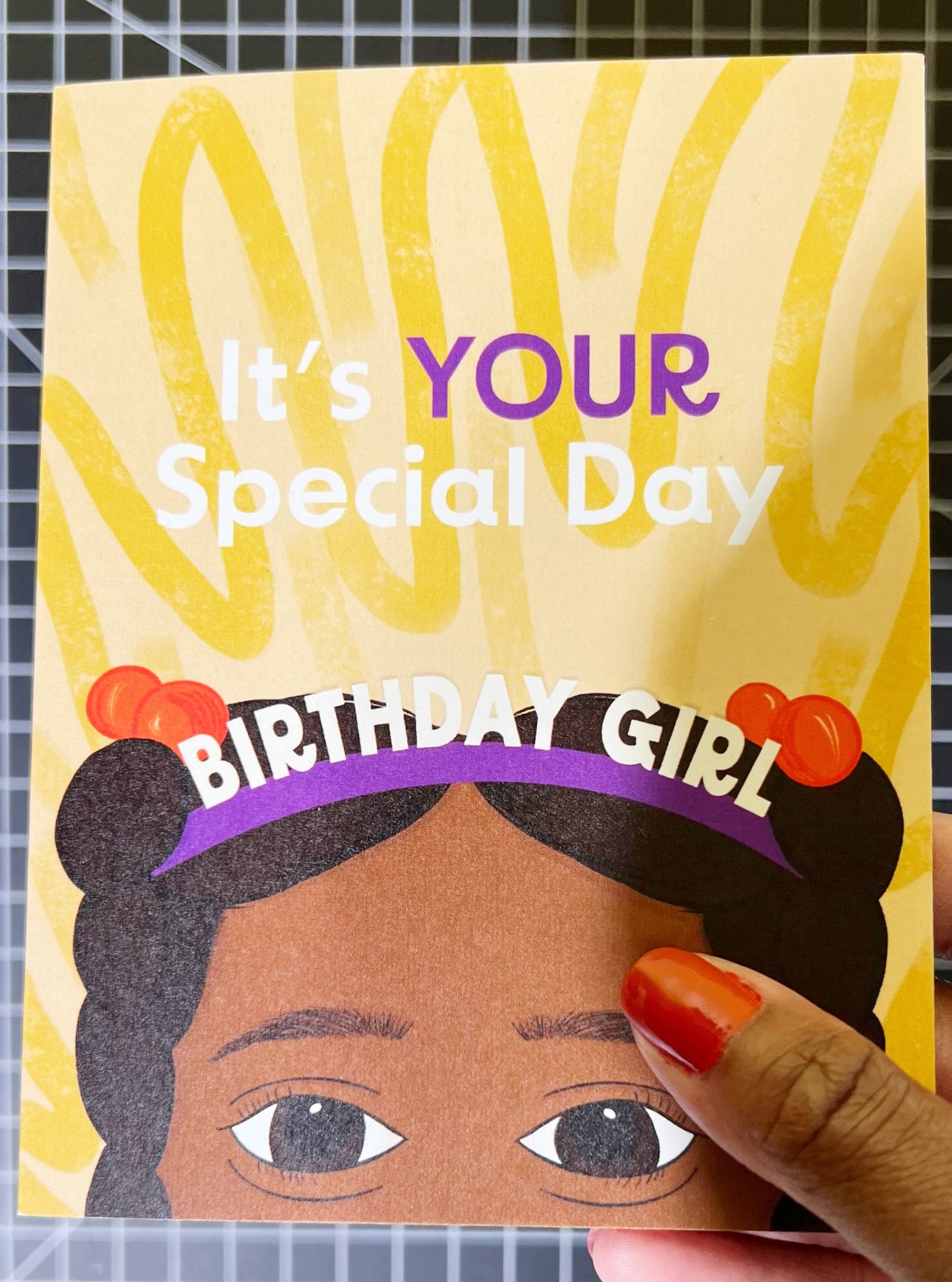 Birthday Girl 4.25x5.5”, celebrate, birthday card for little girls, cards for Black Girls, brown girl greeting cards from Goods Made By Digitrillnana, Ashley Fletcher. Black Woman Owned. Perfect card for a birthday gift!