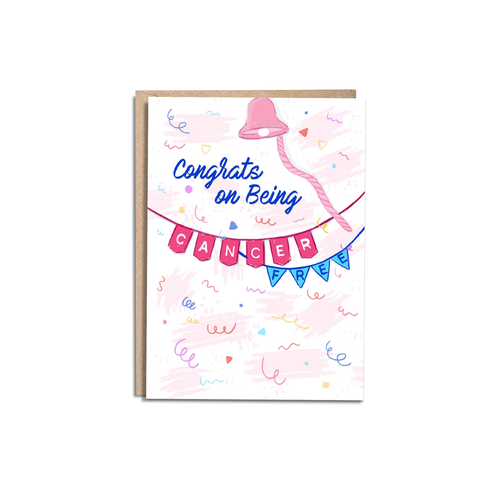 Congrats! You’re Cancer Free 5x7” greeting card from Goods Made By Digitrillnana, Ashley Fletcher. Black Woman Owned. Cancer greeting card. Perfect card for a cancer survivor, beat cancer, cancer remission. Encouragement cards for cancer patients.