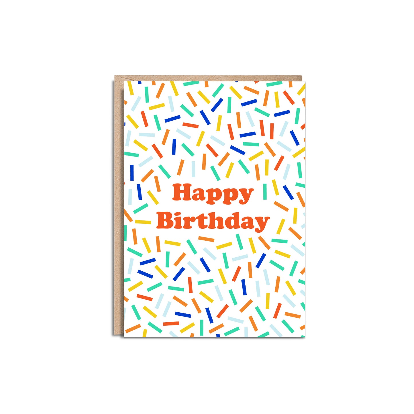 Birthday Confetti 5x7” greeting card from Goods Made By Digitrillnana, Ashley Fletcher. Colorful greeting card.