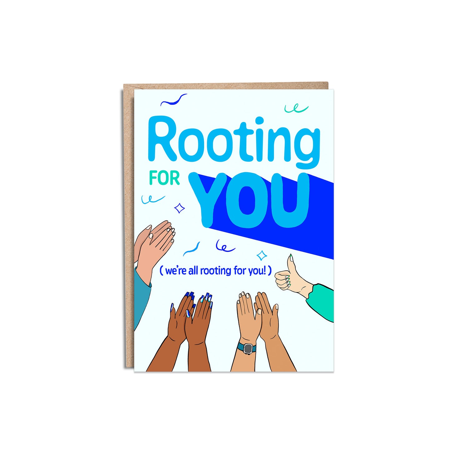 Rooting For You 5x7”, Encouraging, celebrate, congratulations, achievement, big opportunity, greeting cards from Goods Made By Digitrillnana, Ashley Fletcher. Black Woman Owned. Perfect card to cheer on or celebrate a friend!