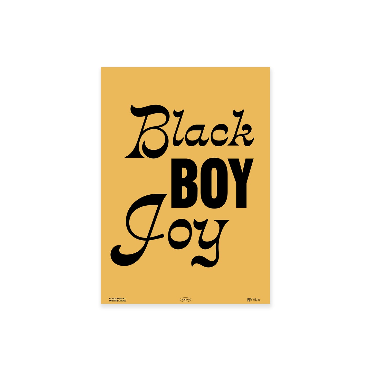 Black Boy Joy 5x7” typography inspirational quote art print  from Goods Made By Digitrillnana, Ashley Fletcher. Art for Black Men. Perfect for home decor, wall art, art prints, and more! Black Woman Owned.
