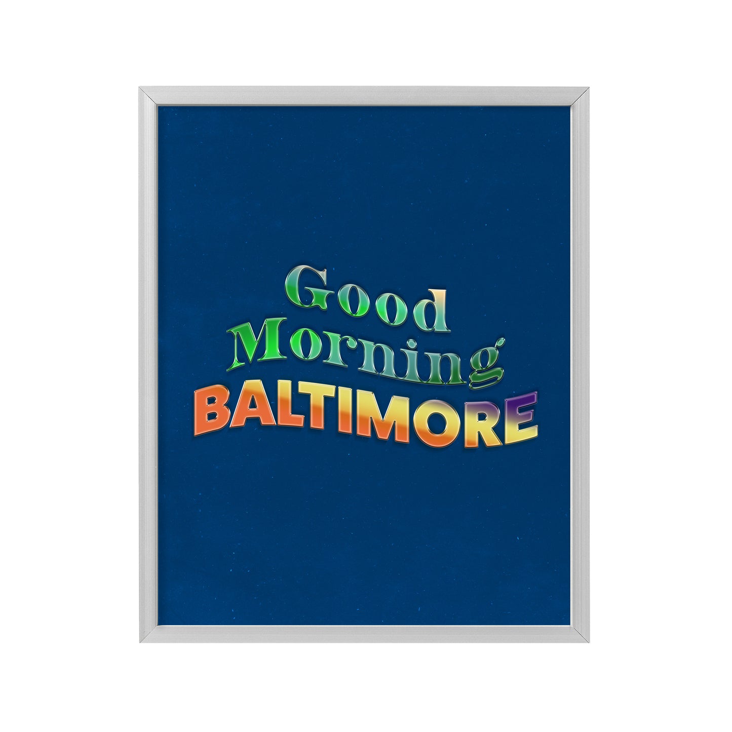 Good Morning Baltimore 11x14” art print from Goods Made By Digitrillnana, Ashley Fletcher. Baltimore, Maryland, Blue, sunrise, typography. Black Woman Owned. Perfect for home decor, wall art, art prints, and more!