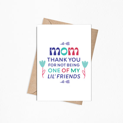 Moms Lil Friend 5x7” Mothers Day flower card Mom card African American heritage greeting card from Goods Made By Digitrillnana, Ashley Fletcher. Black Woman Owned.  Perfect card for Mothers day!