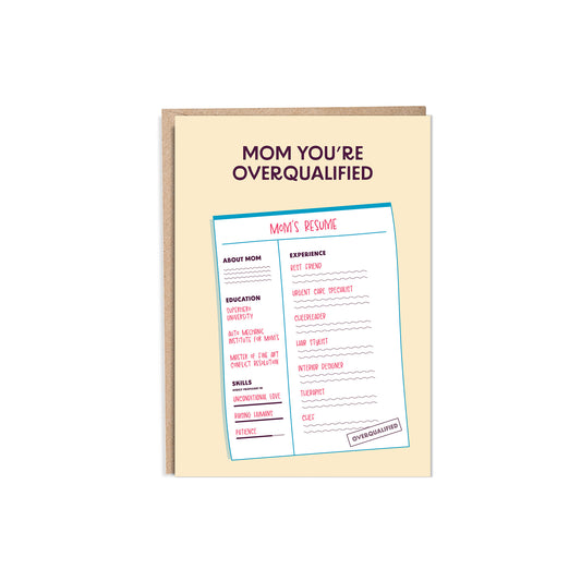 Moms Resume 5x7” Mothers Day Mom greeting card from Goods Made By Digitrillnana, Ashley Fletcher. Black Woman Owned.  Perfect card for Mothers day!