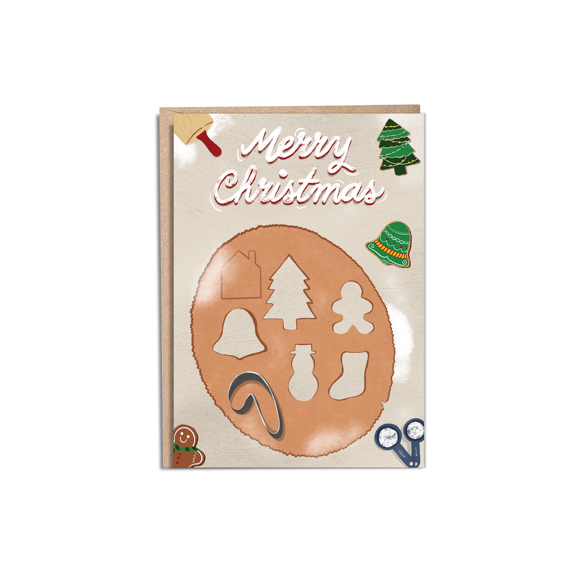 Santa's Baker 5x7” holiday Christmas greeting card from Goods Made By Digitrillnana, Ashley Fletcher. Black Woman Owned. Cookie cutter, baking, Christmas card. Perfect card for your Christmas gift!