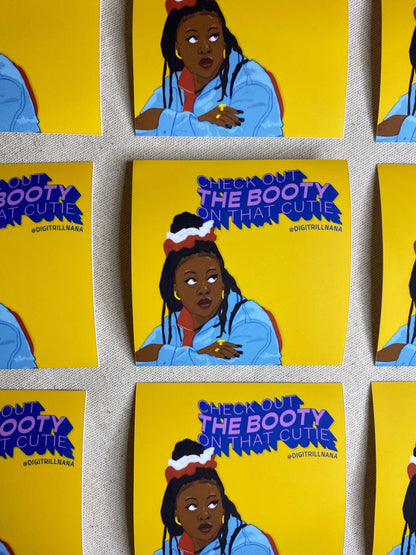 Kim Parker Moesha high quality die cut vinyl waterproof and scratch resistant sticker from Goods Made By Digitrillnana. Perfect for laptops, water bottles, phone cases, luggage, journals, and more! Black Woman Owned.